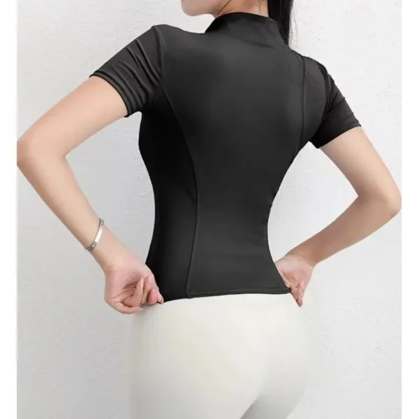 Sportswear Quick Drying Sexy Zipper Short Sleeve Women's Sports Fitness Yoga Wear Yoga Top